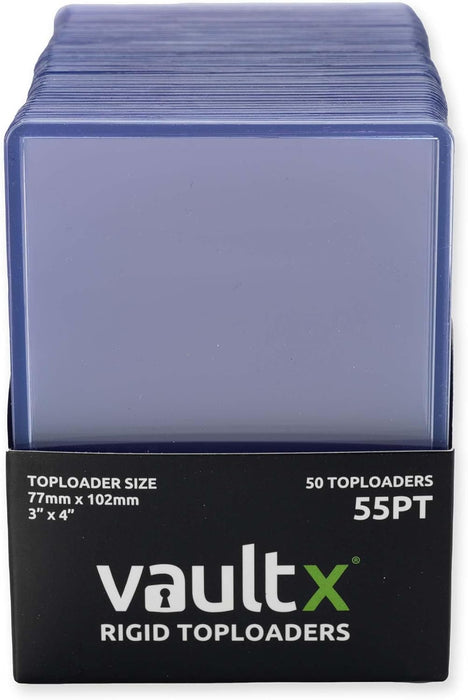 Vault X Premium Extra Thick Seamless Toploaders 55pt - 3" x 4" Rigid Card Holders for Trading Cards & Sports Cards (50 Pack)