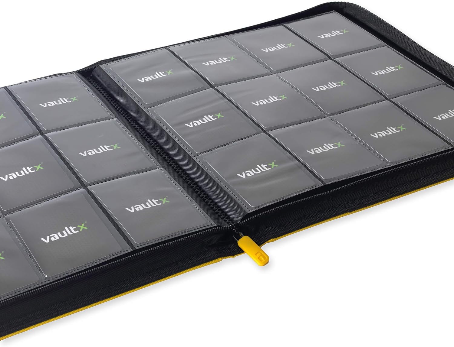 Vault X Premium Exo-Tec XL Zip Binder - 12 Pocket XL Trading Card Album Folder - 624 Side Loading Pocket Binder for TCG (Yellow)