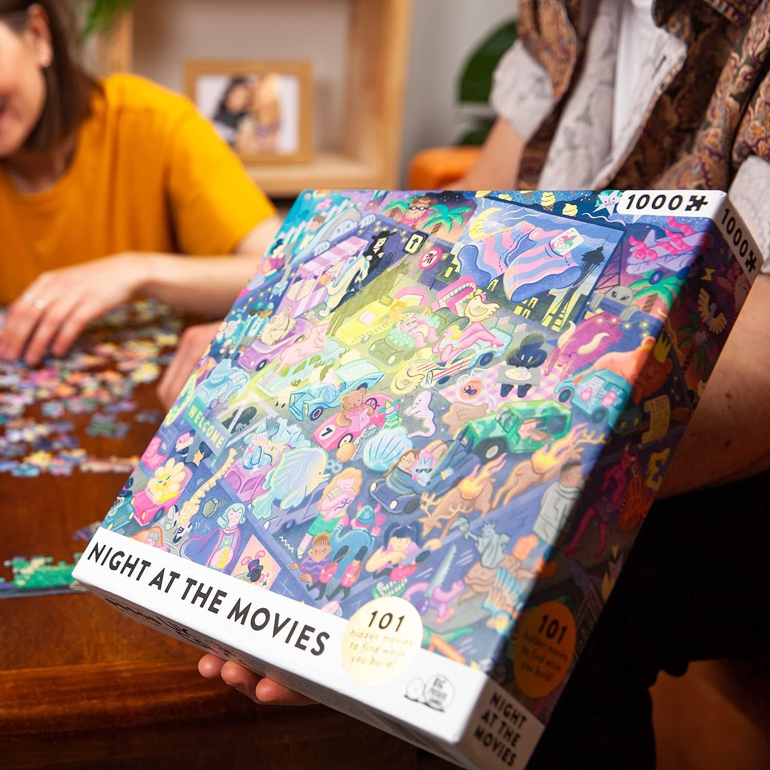 Night at the Movies: Movie Jigsaw Puzzle for Adults (1000 pieces) Filled with 101 Riddles to Solve