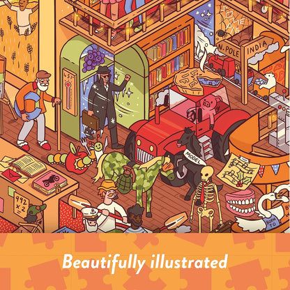 Mayhem in the Library: Jigsaw Puzzle with 101 Hidden Book Titles to Discover, for Book Lovers and Readers