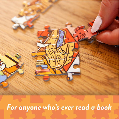 Mayhem in the Library: Jigsaw Puzzle with 101 Hidden Book Titles to Discover, for Book Lovers and Readers