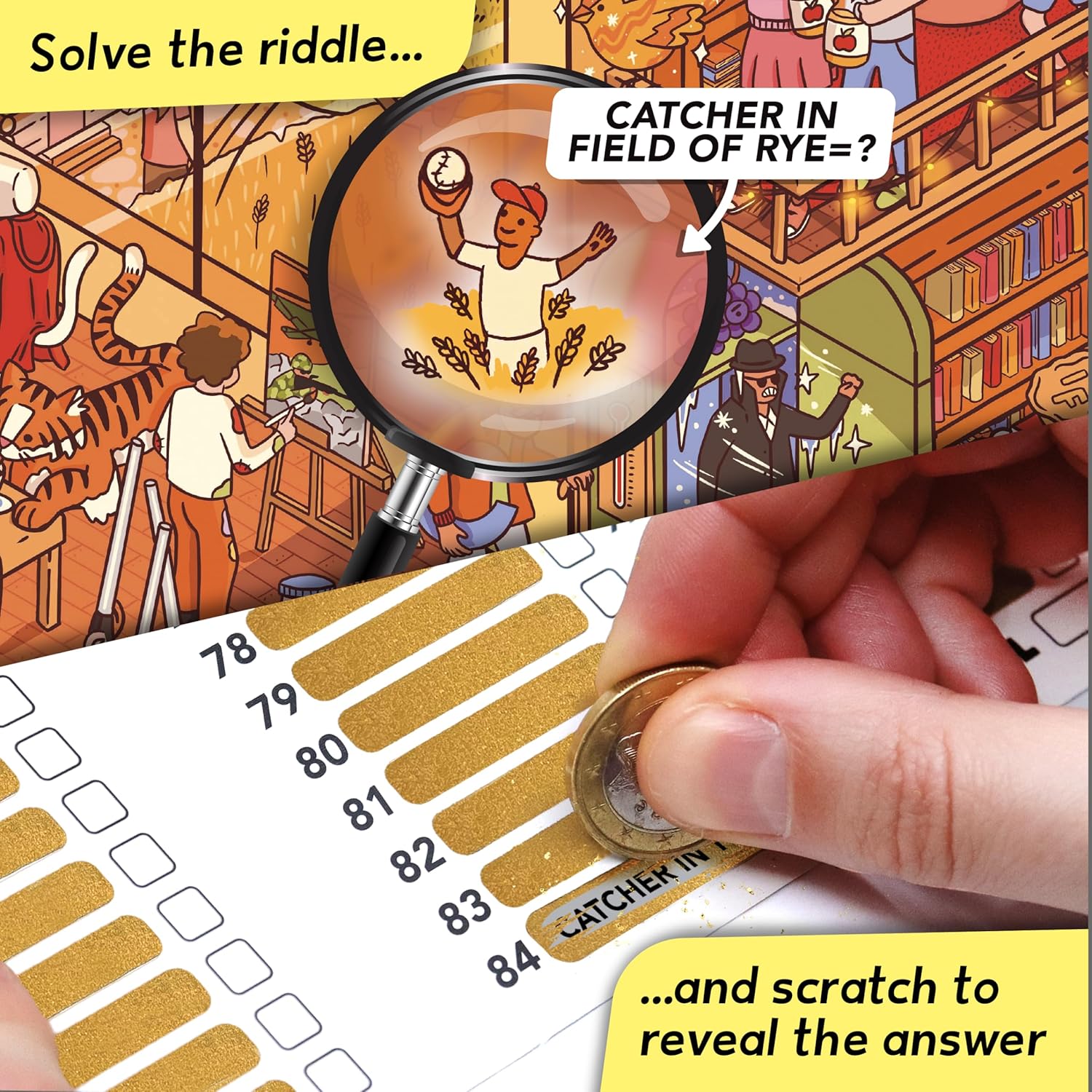 Big Potato Riddle Pics Mayhem in the Library: Book Edition - Travel Trivia Game, Great for Families, Adults and Kids, 101 Riddles to find and solve, Gifts for Book Lovers