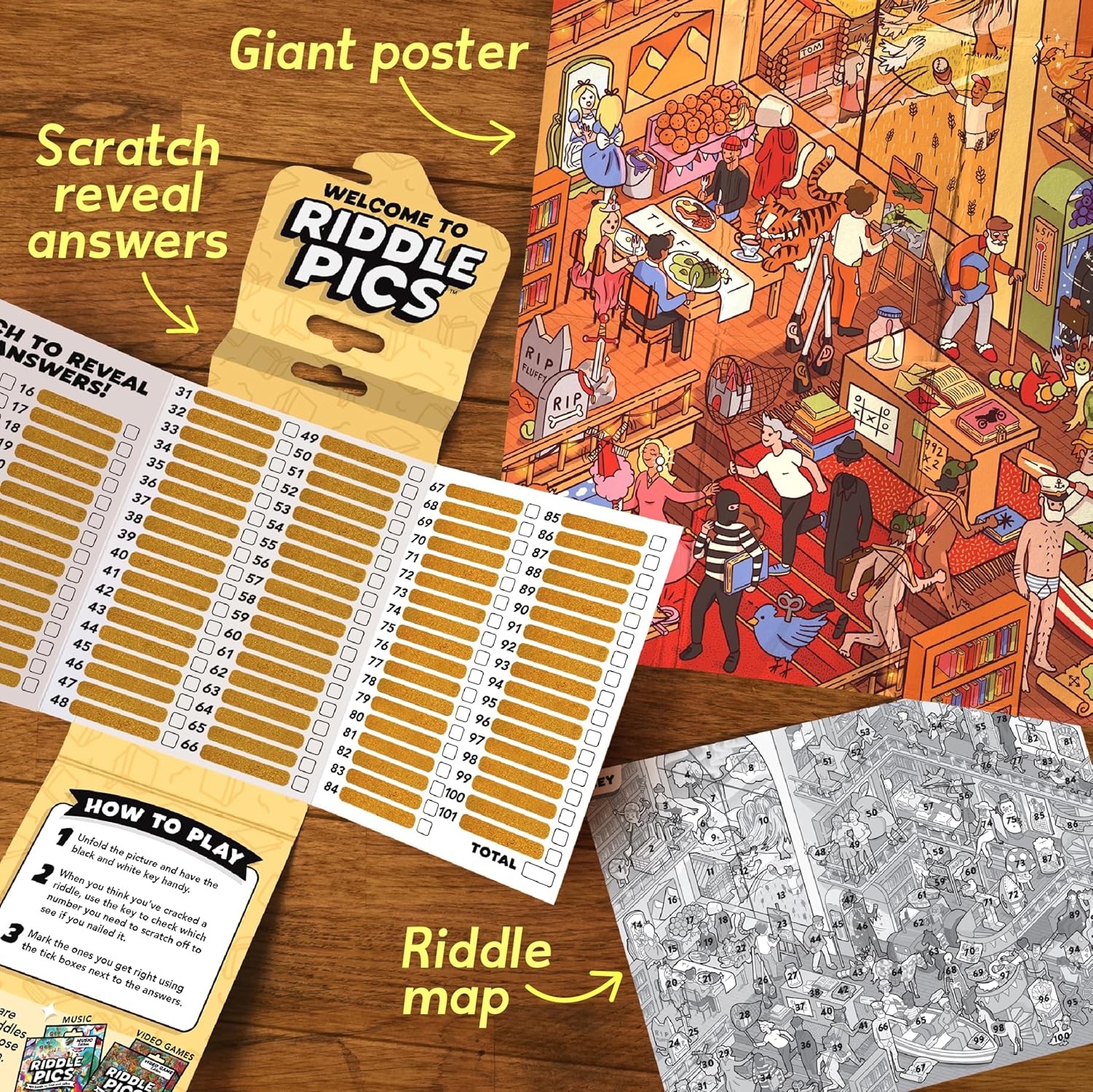 Big Potato Riddle Pics Mayhem in the Library: Book Edition - Travel Trivia Game, Great for Families, Adults and Kids, 101 Riddles to find and solve, Gifts for Book Lovers