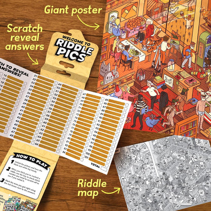 Big Potato Riddle Pics Mayhem in the Library: Book Edition - Travel Trivia Game, Great for Families, Adults and Kids, 101 Riddles to find and solve, Gifts for Book Lovers