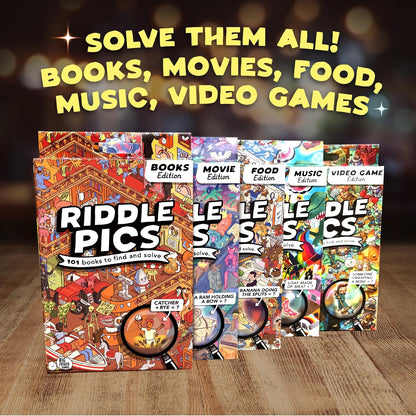 Big Potato Riddle Pics Mayhem in the Library: Book Edition - Travel Trivia Game, Great for Families, Adults and Kids, 101 Riddles to find and solve, Gifts for Book Lovers