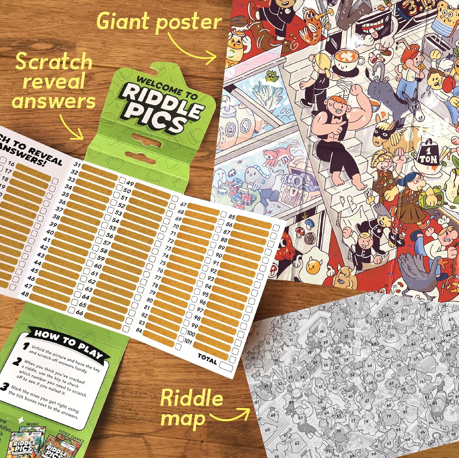 Big Potato Riddle pics Foodcourt Frenzy: Food Edition - Travel Trivia Game, Great for Families, Adults and Kids, 101 Riddles for Foodies to find and solve, Gifts for Foodies