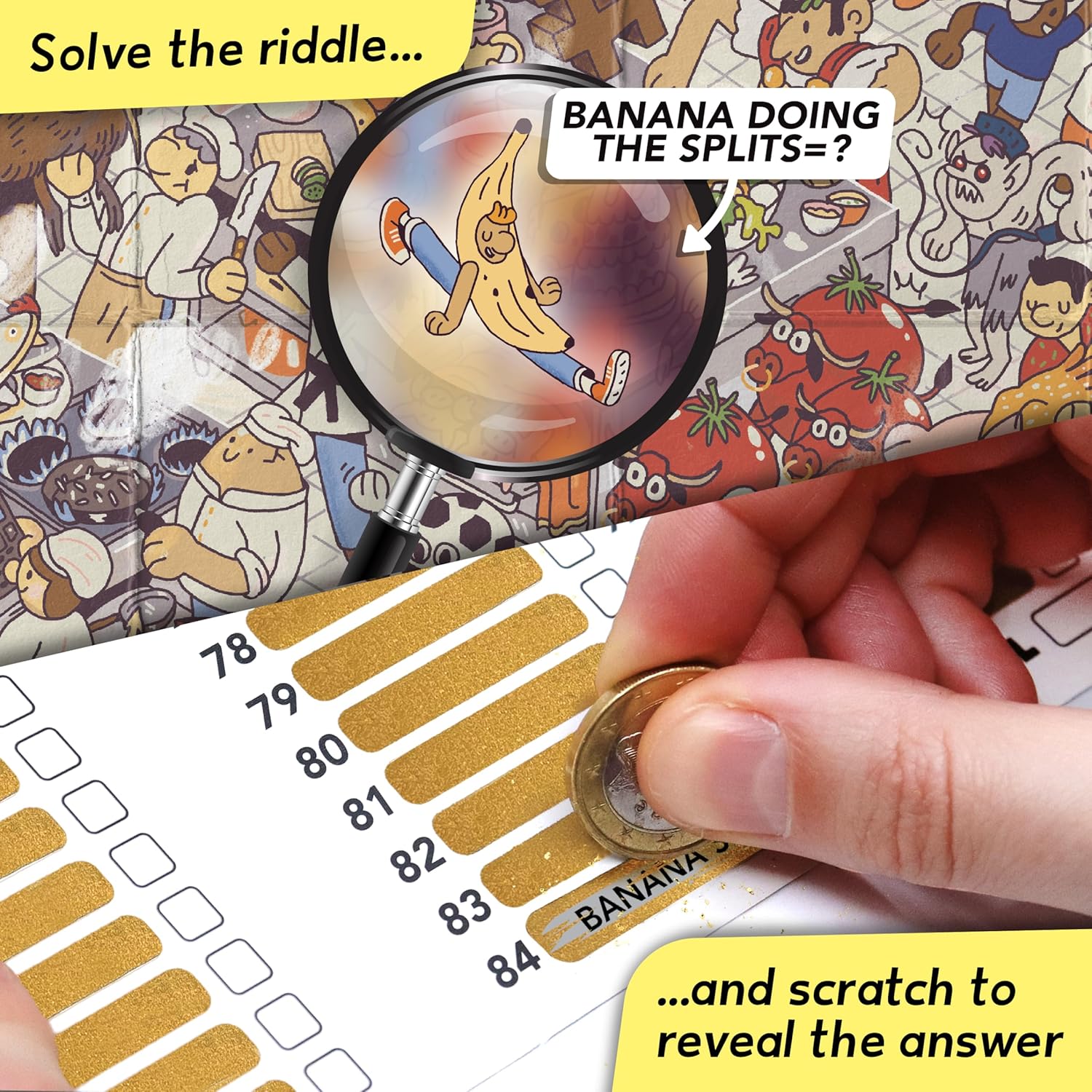 Big Potato Riddle pics Foodcourt Frenzy: Food Edition - Travel Trivia Game, Great for Families, Adults and Kids, 101 Riddles for Foodies to find and solve, Gifts for Foodies