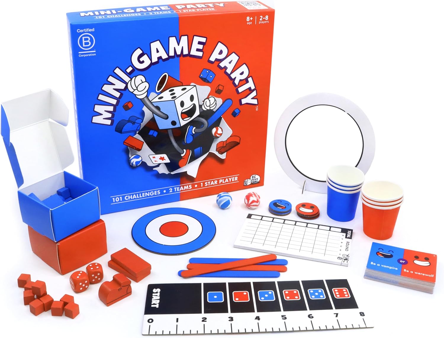 Mini Game Party: 101 Mini Games 1 Star Player, Family Board Game for 2-8 Players, Perfect for Family Game Night or with Friends