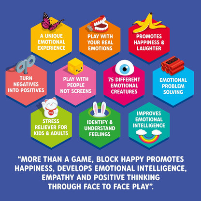 Block Happy - Award Winning Family Board Game, Play With Your Emotions, Kids, Children, Adults, Best Family Games, 6+ Years