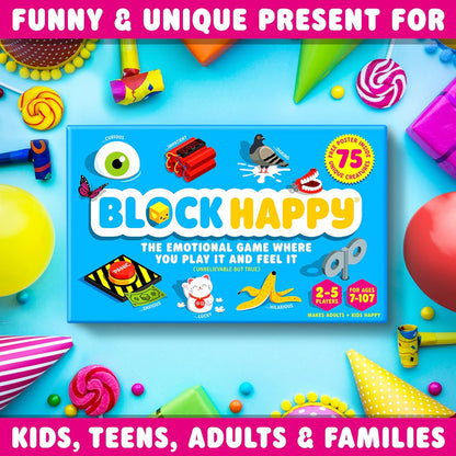 Block Happy - Award Winning Family Board Game, Play With Your Emotions, Kids, Children, Adults, Best Family Games, 6+ Years