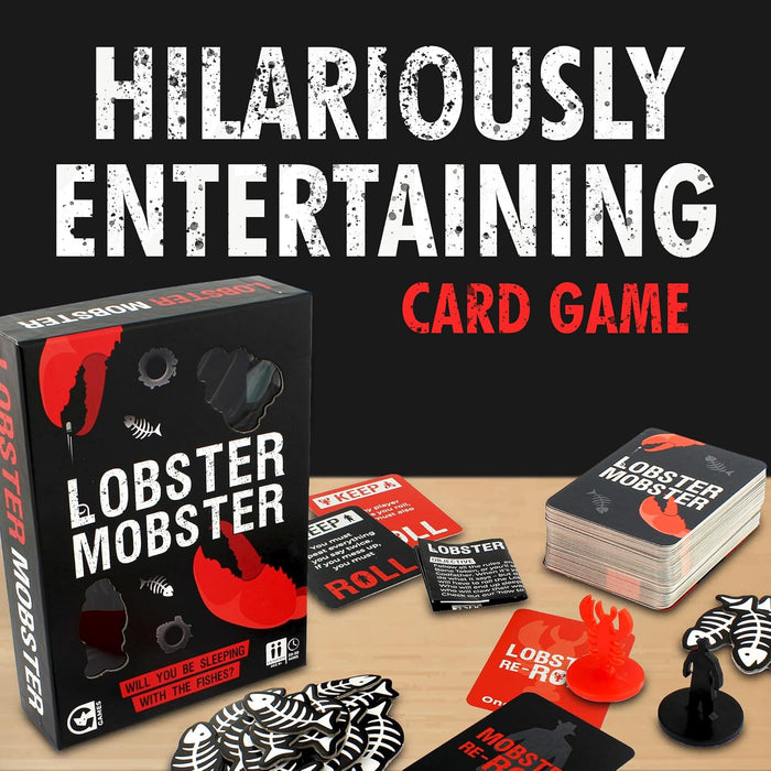 Ginger Fox Lobster Mobster Card Game. Hilariously Entertaining Family Party Game Great For Fun Nights In. Complete Cheeky Challenges and Funny Forfeits To Win. 2+ Players, Ages 8+ Years.