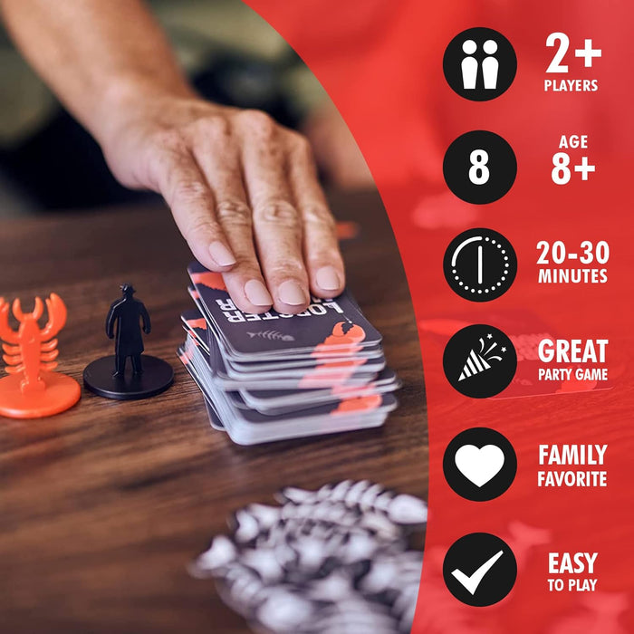 Ginger Fox Lobster Mobster Card Game. Hilariously Entertaining Family Party Game Great For Fun Nights In. Complete Cheeky Challenges and Funny Forfeits To Win. 2+ Players, Ages 8+ Years.