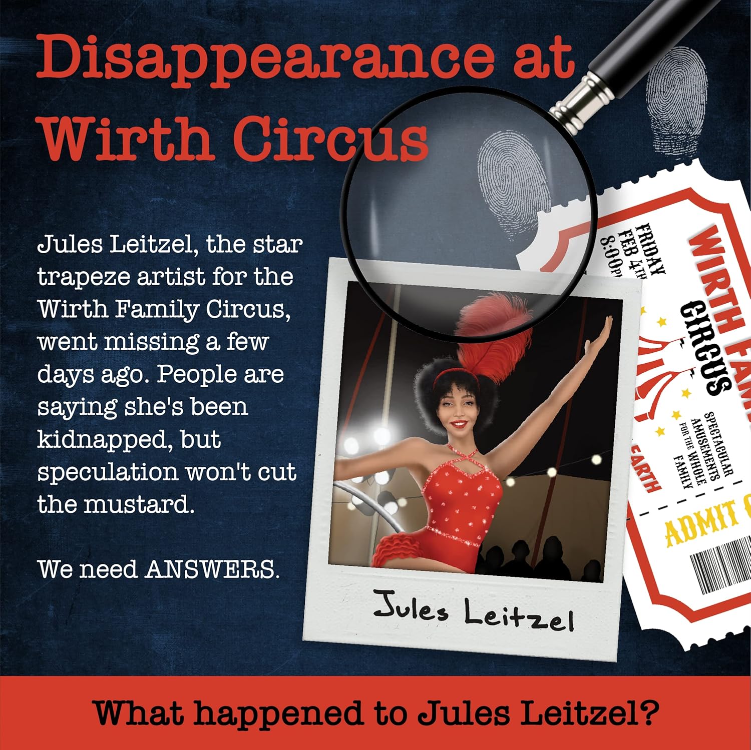 Unsolved Murder Mystery Game - FPI Mystery: Disappearance At Wirth Circus - Unsolved Case Game, Cold Case File, Crime Solving Detective Game for Adults & Teens - Solo, 2 Player, or Group Board Game