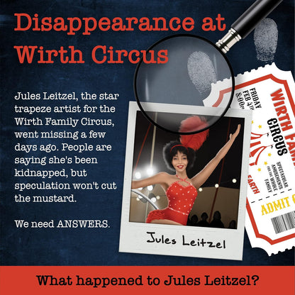 Unsolved Murder Mystery Game - FPI Mystery: Disappearance At Wirth Circus - Unsolved Case Game, Cold Case File, Crime Solving Detective Game for Adults & Teens - Solo, 2 Player, or Group Board Game