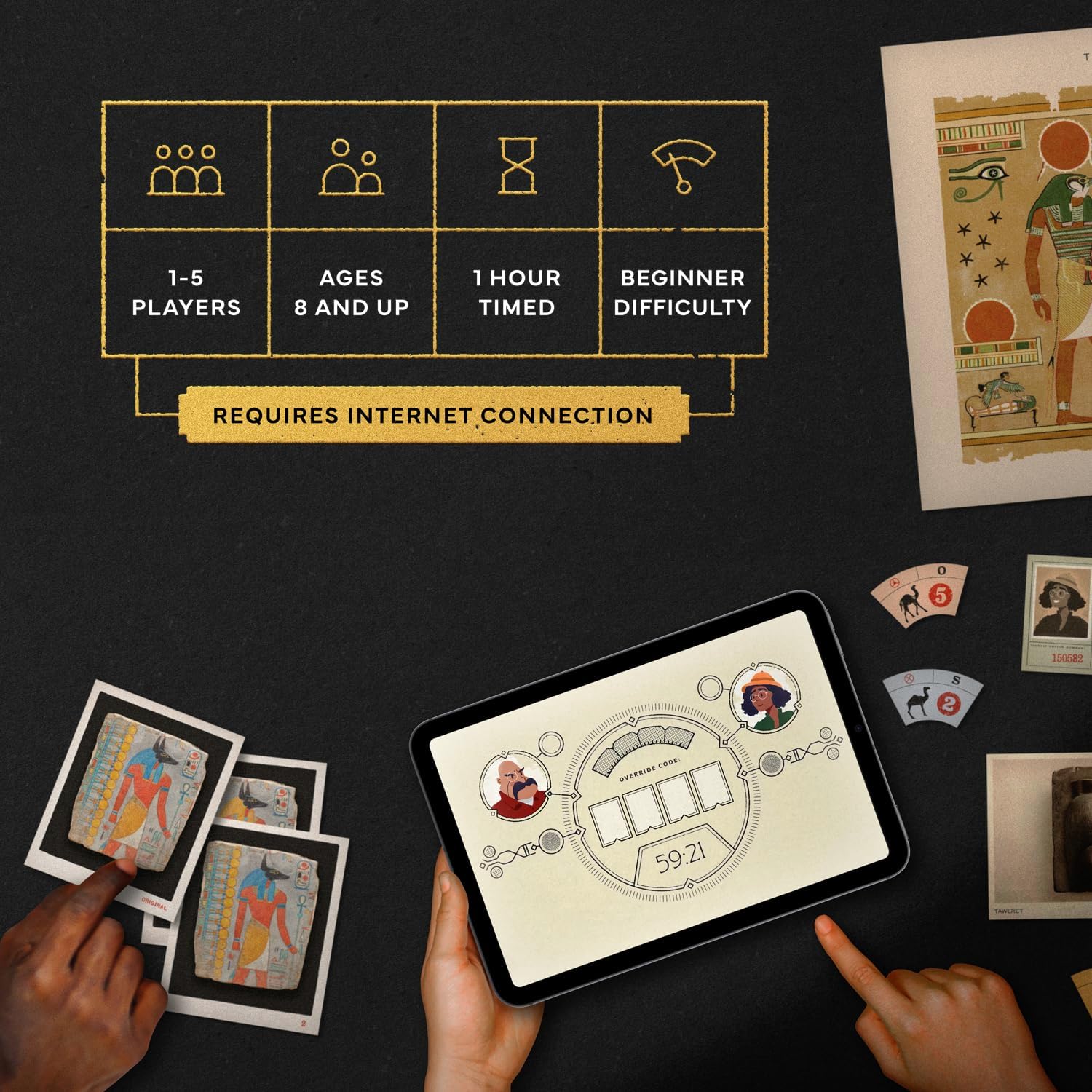 Mini Mysteries The Egyptian Enigma Immersive Historical Puzzle Game. Perfect for Family Game Night, Solo Players or Party Groups. Escape Room with Online Play. 1 to 5 Players, Ages 8+