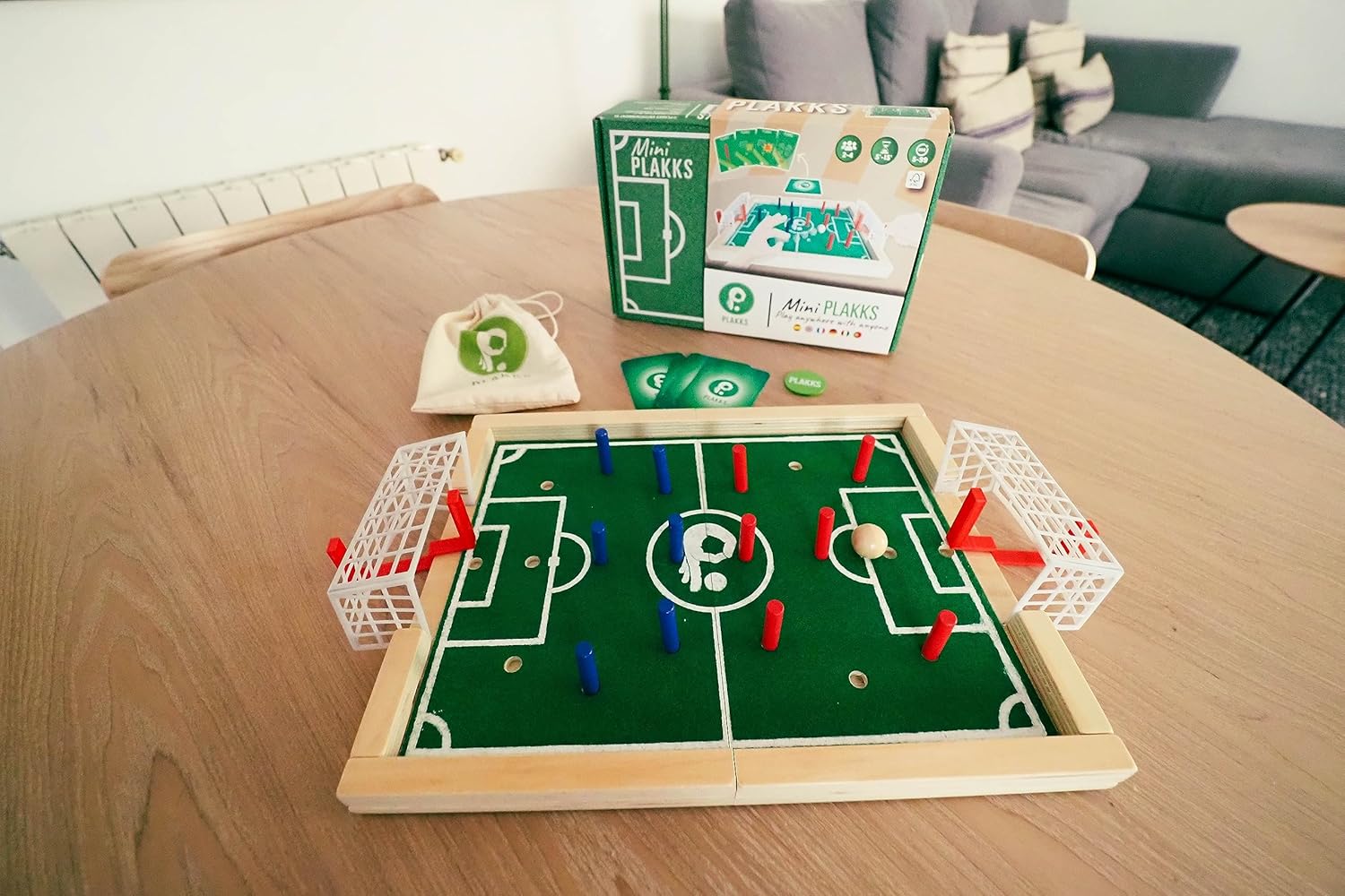 Mini PLAKKS | Soccer Game for Kids | Wooden Foosball for Quick Games and Unique Strategies | Gift Girls Boys | Very Fun and Entertaining | Portable | Ages 5-99 | 2 to 4 Players