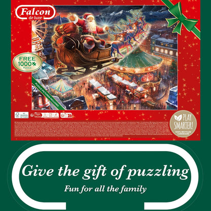 Falcon Christmas Wonderland - 2 x 1000 Piece Jigsaw Puzzle for Adults - Beautifully Illustrated 2 in 1, 1000 Pc Adults Jigsaw Puzzles - Fun Activity for Rainy Days, Birthday Jumbo
