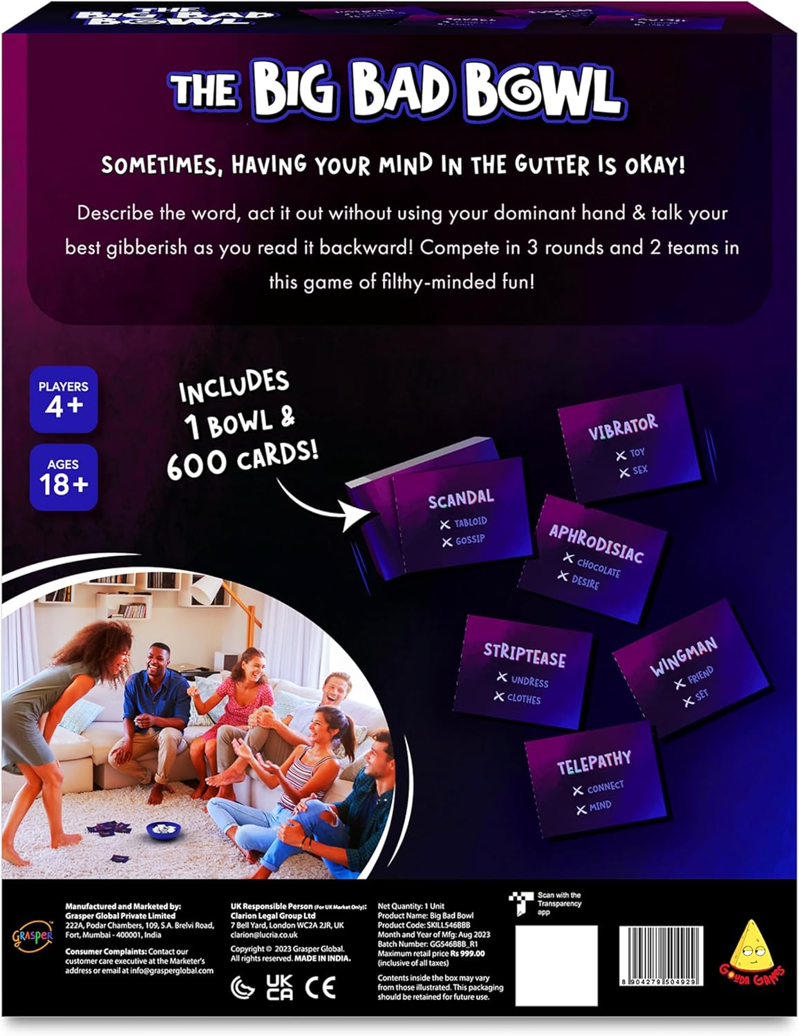 Big Bad Bowl - Ultimate 600 Cards Fun Party Game for Adults, Engaging Icebreakers, Hilarious Group Challenges, Guessing Game, Travel-Friendly, Gifts for Game Night, Ages 18+