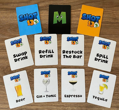 Shot 13 – A vibrant and hilarious twist on classic card based drinking games that combines mischief with simple strategy. Always drink responsibly!