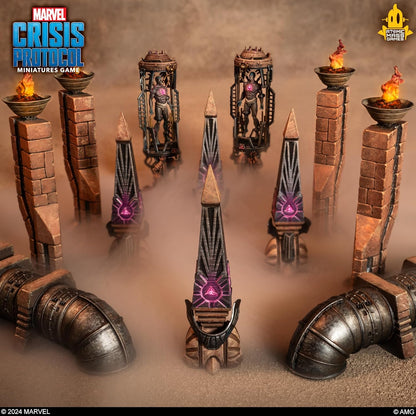 Atomic Mass Games | Marvel Crisis Protocol: Dark Future Terrain Pack | Expansión de Miniaturas | A Partir de 14 Años | para 2 Jugadores | 90 Minutos por Partida | Multilenguaje (Incluye Español
