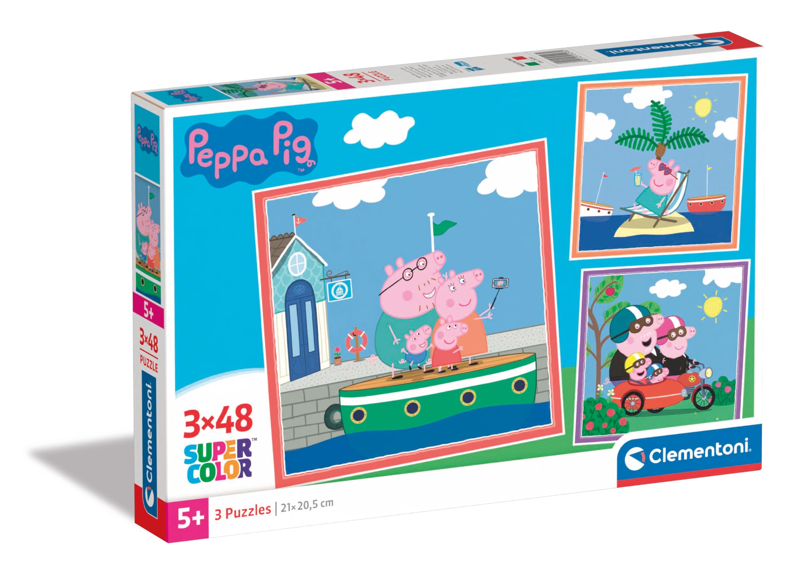 Clementoni Puzzel Square Peppa Pig 3 Puzzel Met 48 Stukjes - Supercolor Puzzel Voor Kinderen, Puzzel Voor Kinderen, Gemaakt In Italië 25293