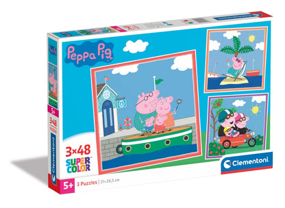 Clementoni Puzzel Square Peppa Pig 3 Puzzel Met 48 Stukjes - Supercolor Puzzel Voor Kinderen, Puzzel Voor Kinderen, Gemaakt In Italië 25293