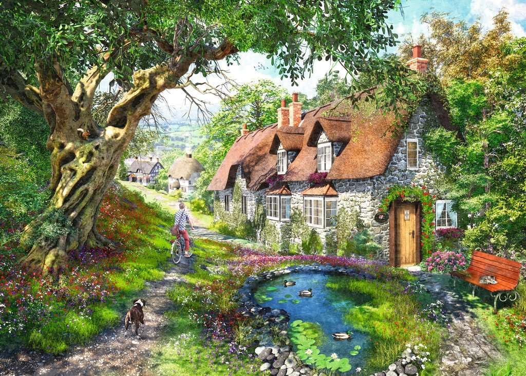 Ravensburger 12000131 Down The No.1 Flower Hill Lane Puzzle, 1000 Teile, für Erwachsene und Kinder ab 12 Jahren, Mehrfarbig, Einheitsgröße