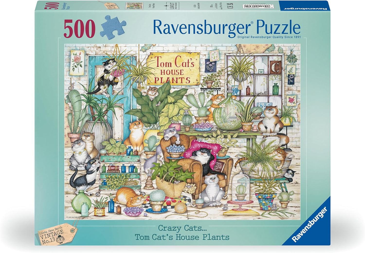 Ravensburger - Puzzle für Erwachsene – Puzzle 500 Teile – Tom Cat's House Plants – Erwachsene und Kinder ab 12 Jahren – Premium-Puzzle – Katzen-Illustration – Tiere – 12000695
