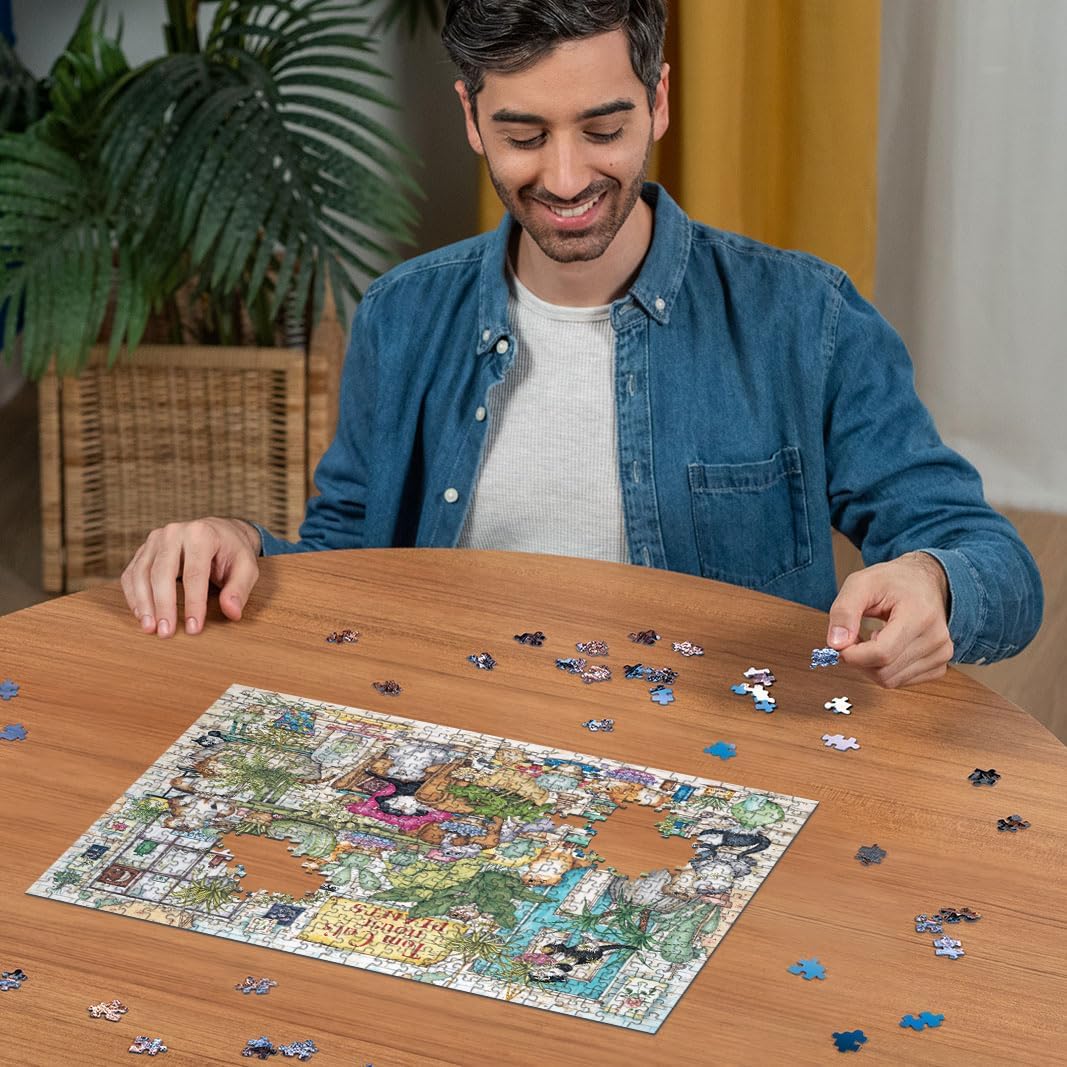 Ravensburger - Puzzle für Erwachsene – Puzzle 500 Teile – Tom Cat's House Plants – Erwachsene und Kinder ab 12 Jahren – Premium-Puzzle – Katzen-Illustration – Tiere – 12000695