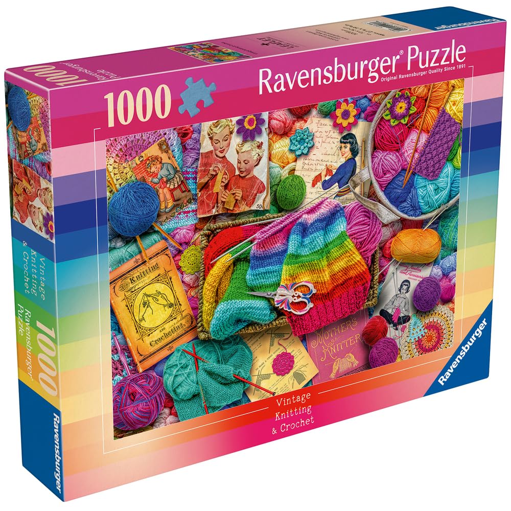Ravensburger Vintage Knitting & Crochet 1000 Piece Jigsaw Puzzles for Adults and Kids Age 12 Years Up New Design