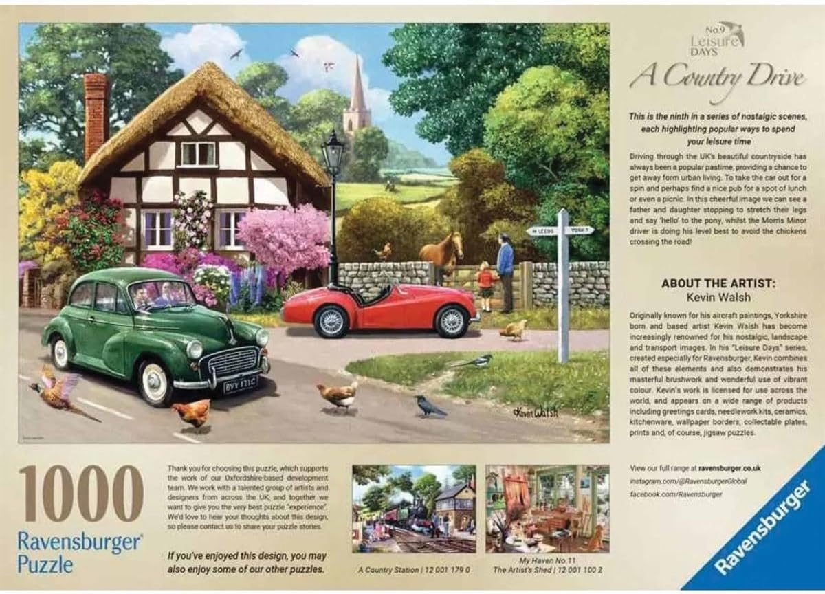 Ravensburger Leisure Days No.9 A Country Drive 1000 Piece Jigsaw Puzzles for Adults and Kids Age 12 Years Up