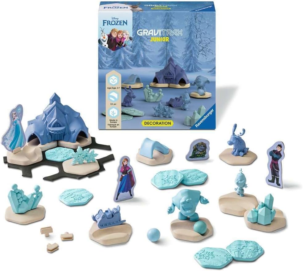 Ravensburger 23861 GraviTrax Junior Extension Disney Frozen, Marble Run for Children from 3 Years, with Toy Figures from the World of Frozen, Toy from 3 Years, White, Blue