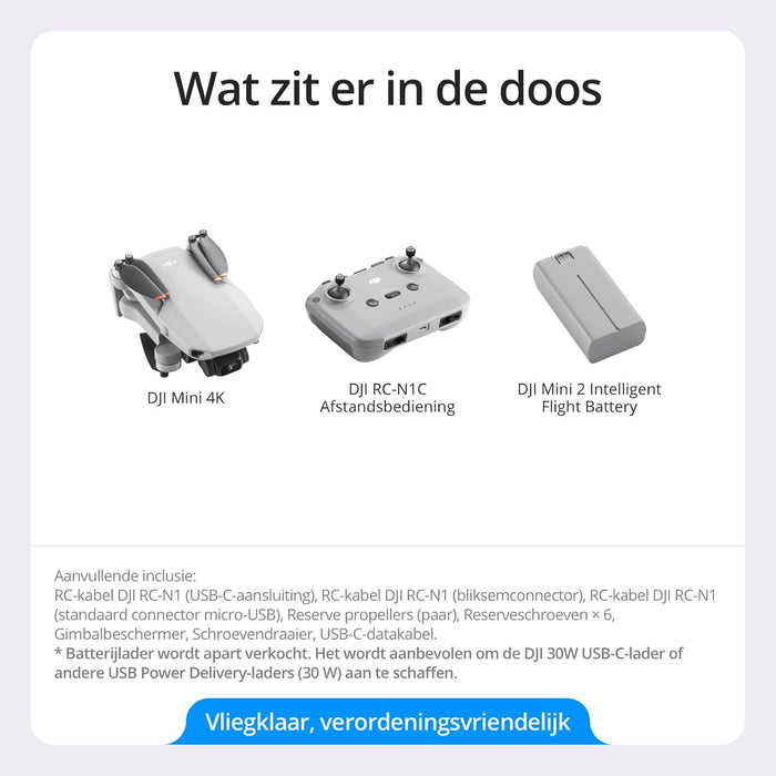 DJI Mini 4K, Drone with 4K UHD Camera for Adults, Under 249 g, 3-Axis Gimbal Stabilization, 10km Video Transmission, Auto Return, Wind Resistance, 31-Min Max Flight Time, Intelligent Flight