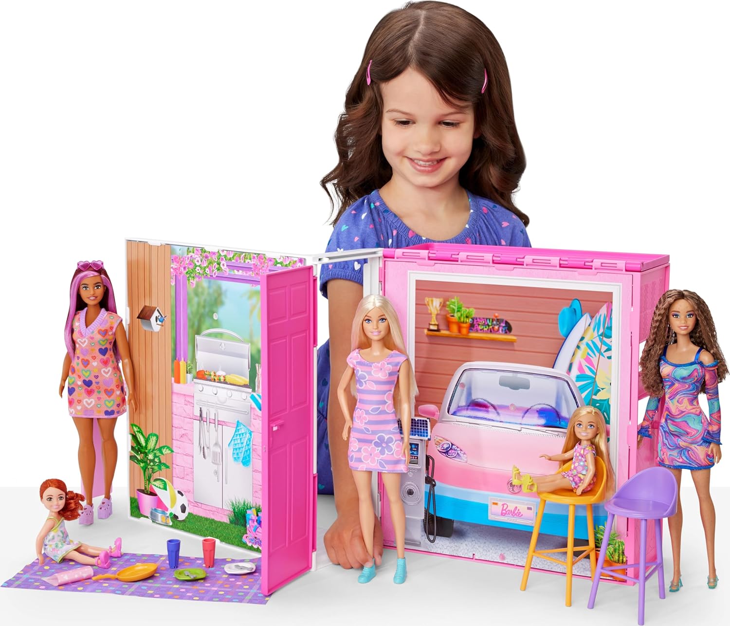 Barbie Doll House Playset, Getaway House with 11 Accessories Including 2 Chairs, 4 Play Areas & 360-degree Play