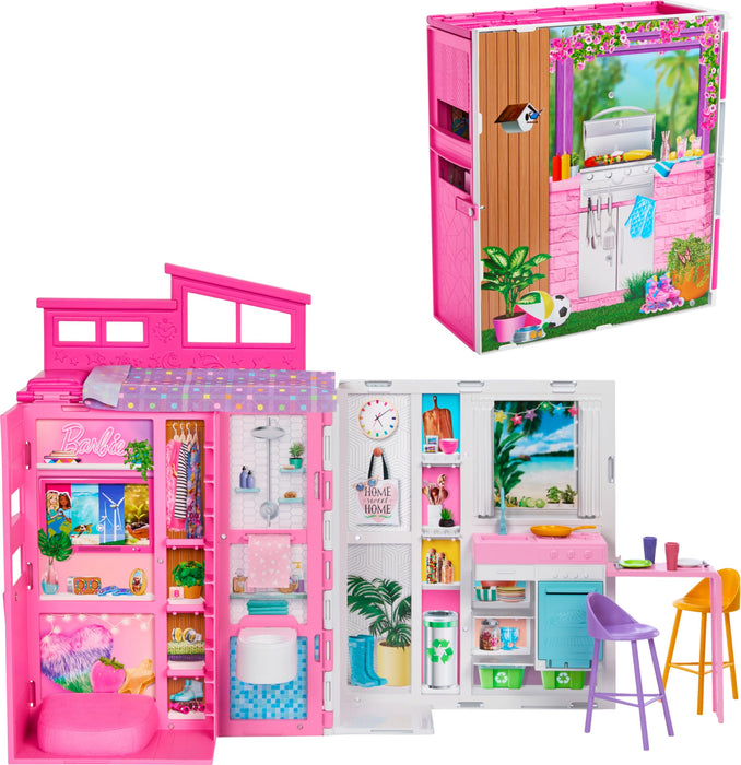 Barbie Doll House Playset, Getaway House with 11 Accessories Including 2 Chairs, 4 Play Areas & 360-degree Play