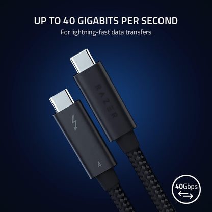 Razer Thunderbolt 4 Cable - Thunderbolt 4 Cable (Up to 40 Gigabits per second, up to 8K Resolutions, up to 100W Charging, Ultimate Compatibility) Black | 2M