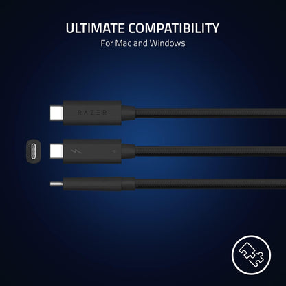 Razer Thunderbolt 4 Cable - Thunderbolt 4 Cable (Up to 40 Gigabits per second, up to 8K Resolutions, up to 100W Charging, Ultimate Compatibility) Black | 2M
