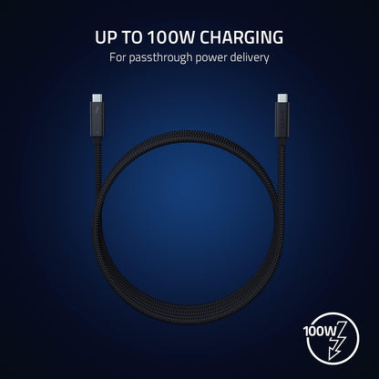 Razer Thunderbolt 4 Cable - Thunderbolt 4 Cable (Up to 40 Gigabits per second, up to 8K Resolutions, up to 100W Charging, Ultimate Compatibility) Black | 2M