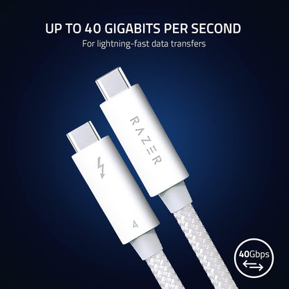 Razer Thunderbolt 4 Cable - Thunderbolt 4 Cable (Up to 40 Gigabits per second, up to 8K Resolutions, up to 100W Charging, Ultimate Compatibility) White | 2M