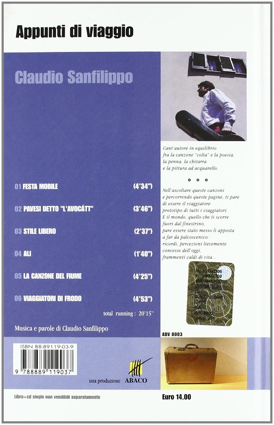 Appunti di viaggio. Ediz. italiana e inglese. Con CD Audio. Claudio Sanfilippo cant'autore (Vol. 3