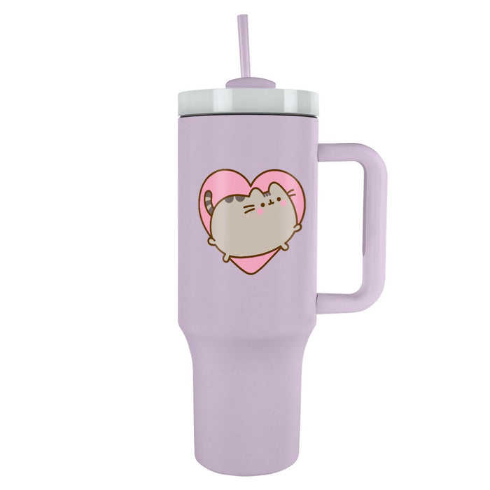 PUSHEEN Heart 40oz/1200ML Tumbler - Double-Wall Vacuum Insulation, Keeps Cold Up to 11 Hours, Hot Up to 7 Hours, SMART DESIGN FEATURES, BPA-Free for Adorable Sips Anytime, Anywhere