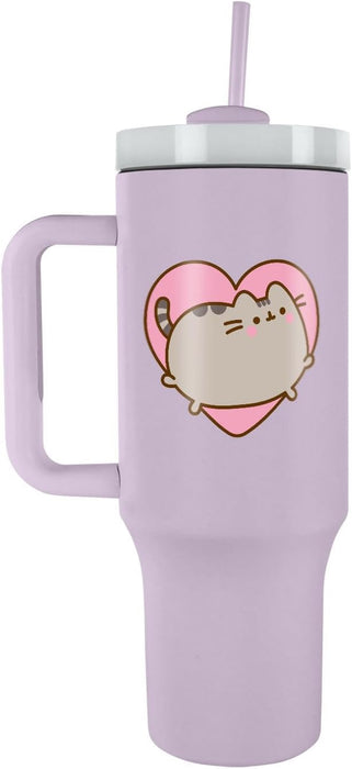 PUSHEEN Heart 40oz/1200ML Tumbler - Double-Wall Vacuum Insulation, Keeps Cold Up to 11 Hours, Hot Up to 7 Hours, SMART DESIGN FEATURES, BPA-Free for Adorable Sips Anytime, Anywhere