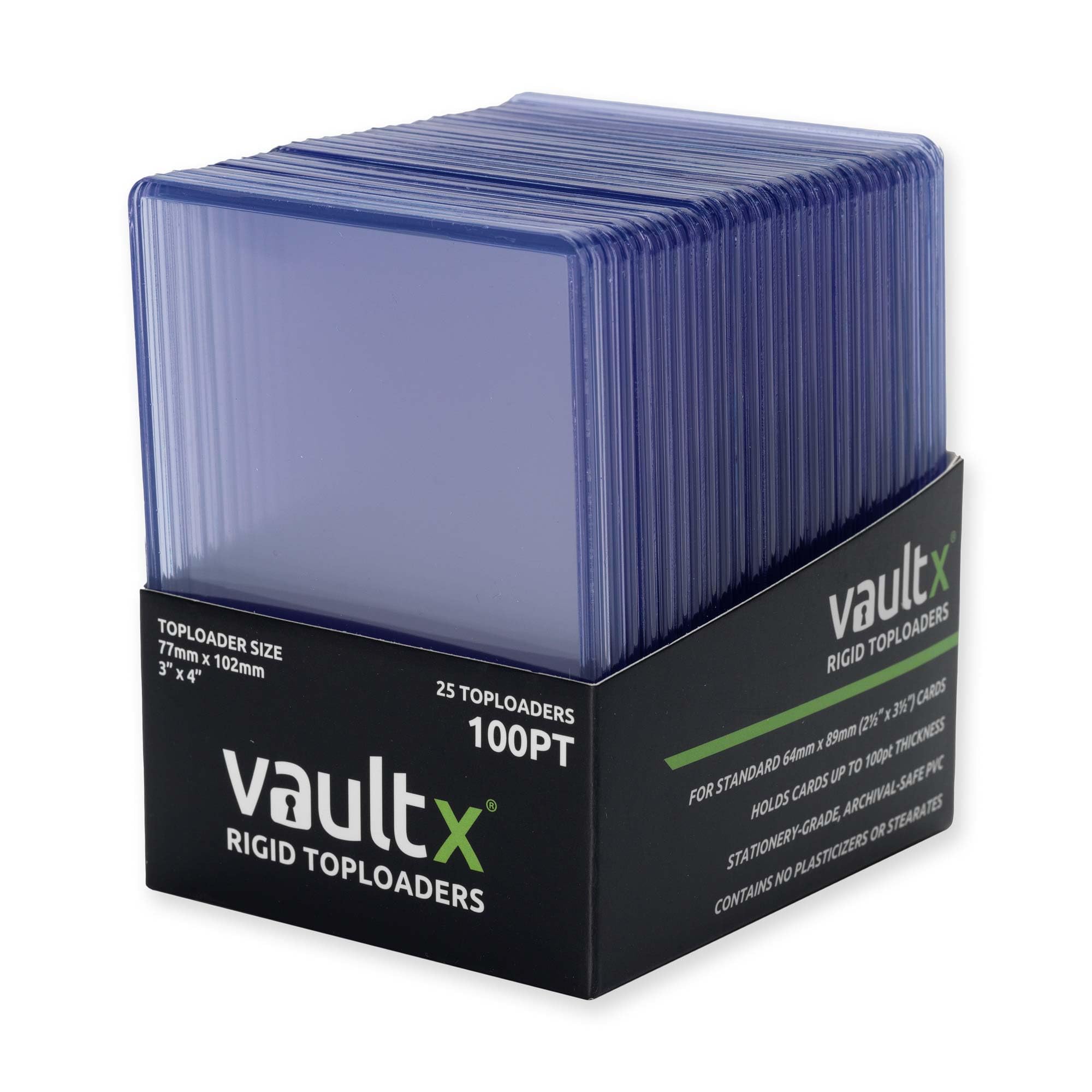 Vault X Premium Extra Thick Seamless Toploaders 100pt - 3" x 4" Rigid Card Holders for Trading Cards & Sports Cards (25 Pack)