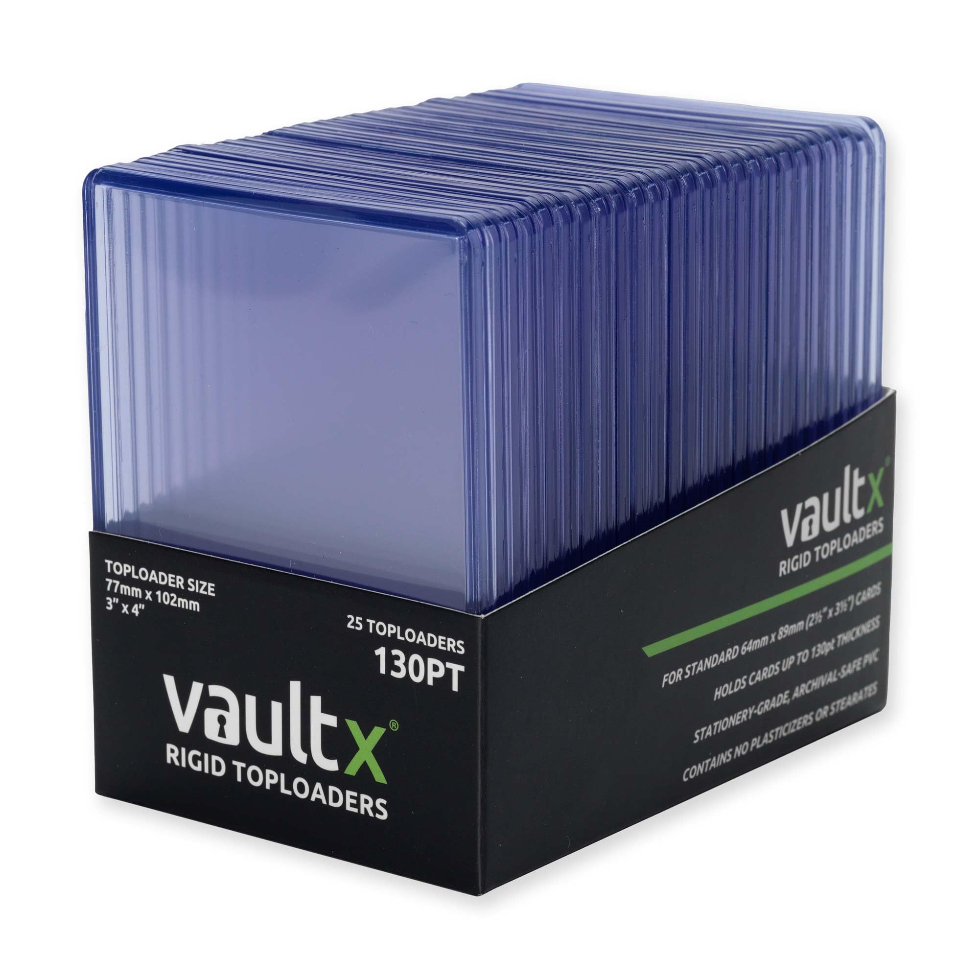 Vault X Premium Extra Thick Seamless Toploaders 130pt - 3" x 4" Rigid Card Holders for Trading Cards & Sports Cards (25 Pack)