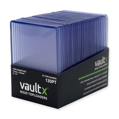 Vault X Premium Extra Thick Seamless Toploaders 130pt - 3" x 4" Rigid Card Holders for Trading Cards & Sports Cards (25 Pack)