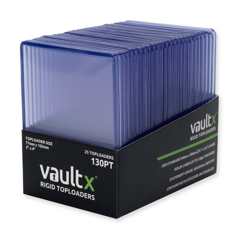Vault X Premium Extra Thick Seamless Toploaders 130pt - 3" x 4" Rigid Card Holders for Trading Cards & Sports Cards (25 Pack)