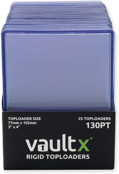 Vault X Premium Extra Thick Seamless Toploaders 130pt - 3" x 4" Rigid Card Holders for Trading Cards & Sports Cards (25 Pack)