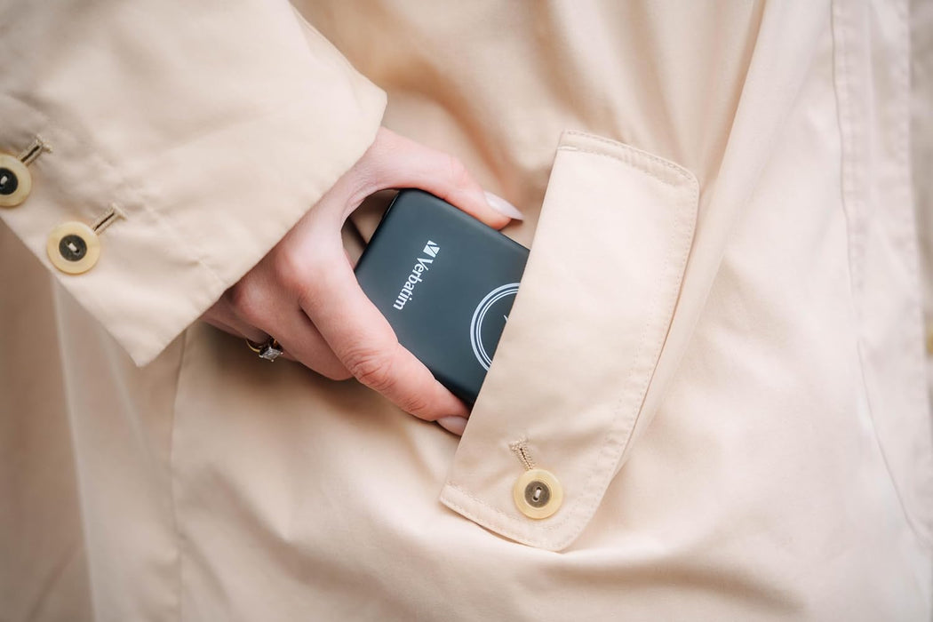 Verbatim Magnetic Power Bank 10000 mAh, Wireless Charger 15 W, 20 W PD via USB-C, Power Bank Small and Magnetic for iPhone 15, 14, 13, 12, Pro, Max, Samsung, iPad, Black