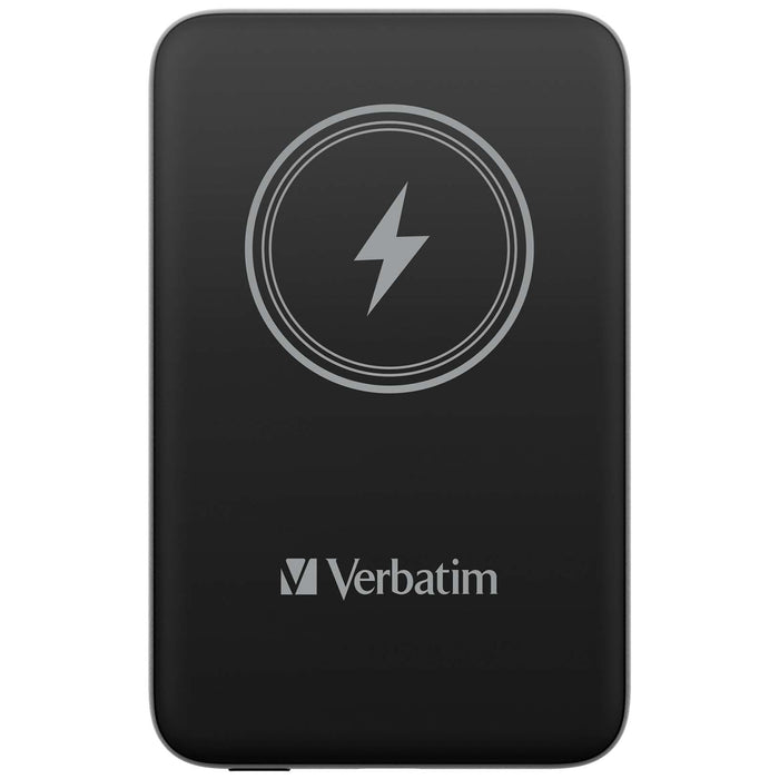 Verbatim Magnetic Power Bank 10000 mAh, Wireless Charger 15 W, 20 W PD via USB-C, Power Bank Small and Magnetic for iPhone 15, 14, 13, 12, Pro, Max, Samsung, iPad, Black
