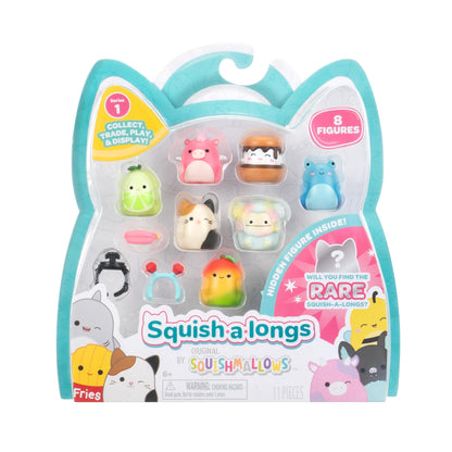 Pack de 8 Squish-a-longs par Original Squishmallows - série 1, Style 2 - (8) Mini-Squish de 2,5 cm avec 2 Accessoires, Bague et Guide du collectionneur - pour Collectionner, échanger et Jouer